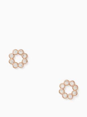 Kate Spade NWT Full Circle Stud Earrings, Rose Gold - Cubic Zirconia NEW